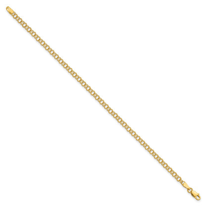 10k 3.5mm Solid Double Link 6 inch Charm Bracelet