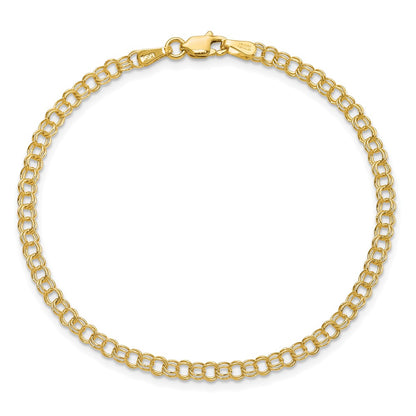 10k 3.5mm Solid Double Link 5.5 inch Charm Bracelet