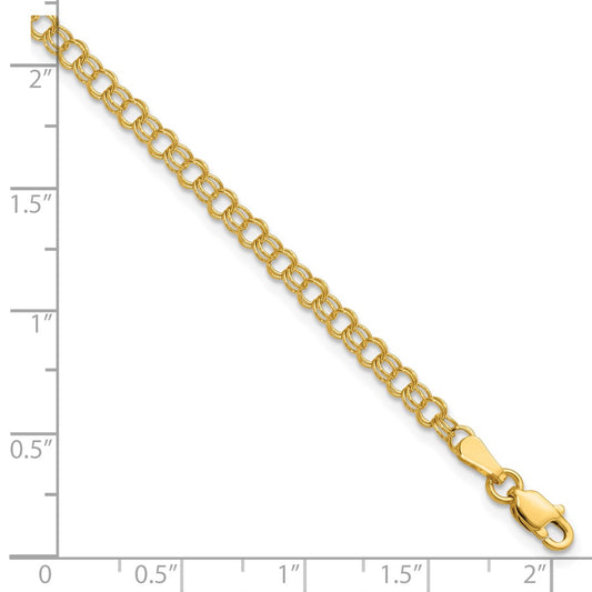 10k 3.5mm Solid Double Link 5.5 inch Charm Bracelet