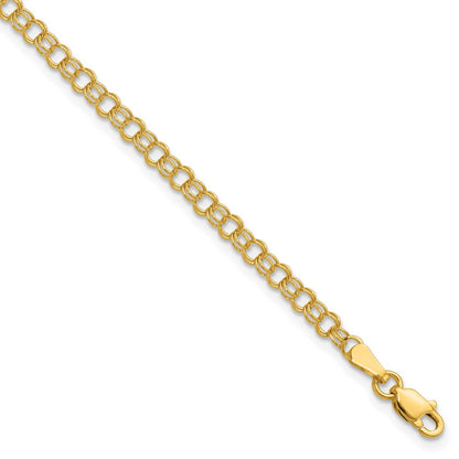 10k 3.5mm Solid Double Link 5.5 inch Charm Bracelet