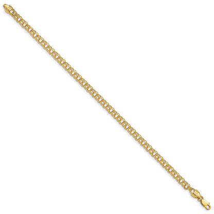 10k 3.75mm Heavy Solid Diamond-cut Double Link 8 inch Charm Bracelet