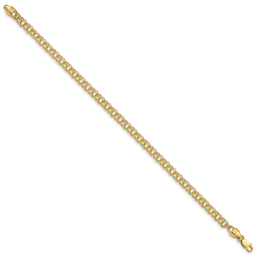 10k 3.75mm Heavy Solid Diamond-cut Double Link 7 inch Charm Bracelet