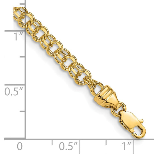 10k 3.75mm Heavy Solid Diamond-cut Double Link 7 inch Charm Bracelet
