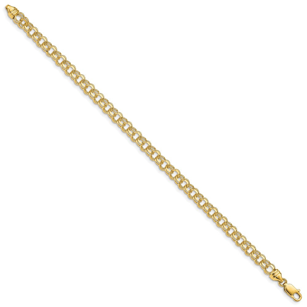 10k 4.75mm Heavy Solid Diamond-cut Double Link 8 inch Charm Bracelet