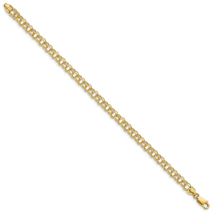 10k 4.75mm Heavy Solid Diamond-cut Double Link 8 inch Charm Bracelet