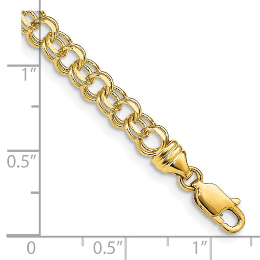 10k 4.75mm Heavy Solid Diamond-cut Double Link 7 inch Charm Bracelet