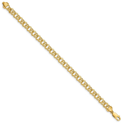 10k 5.5mm Heavy Solid Diamond-cut Double Link 8 inch Charm Bracelet