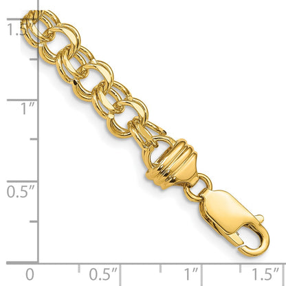 10k 6.5mm Heavy Solid Diamond-cut Double Link 7 inch Charm Bracelet