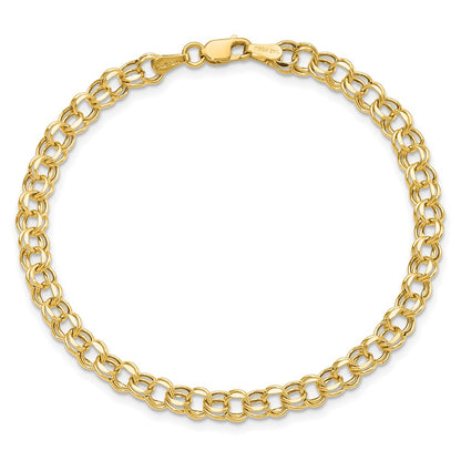 10k 4.5mm Hollow Diamond-cut Double Link 7 inch Charm Bracelet