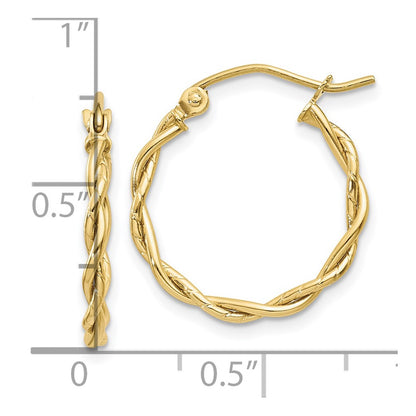 10k Polished 2.25mm Twisted Hoop Earrings