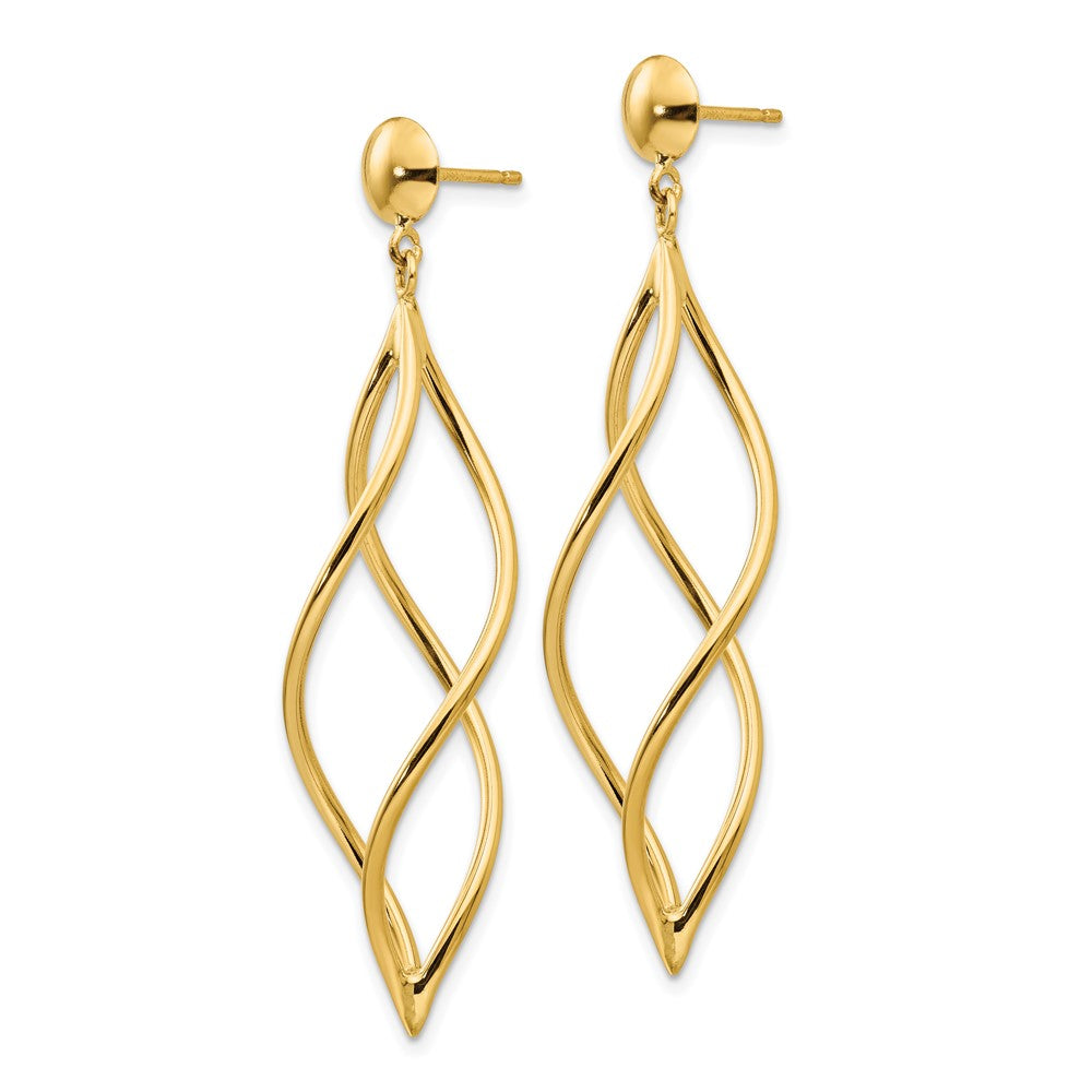 10k Curved Twisted Tube Dangle Post Earrings
