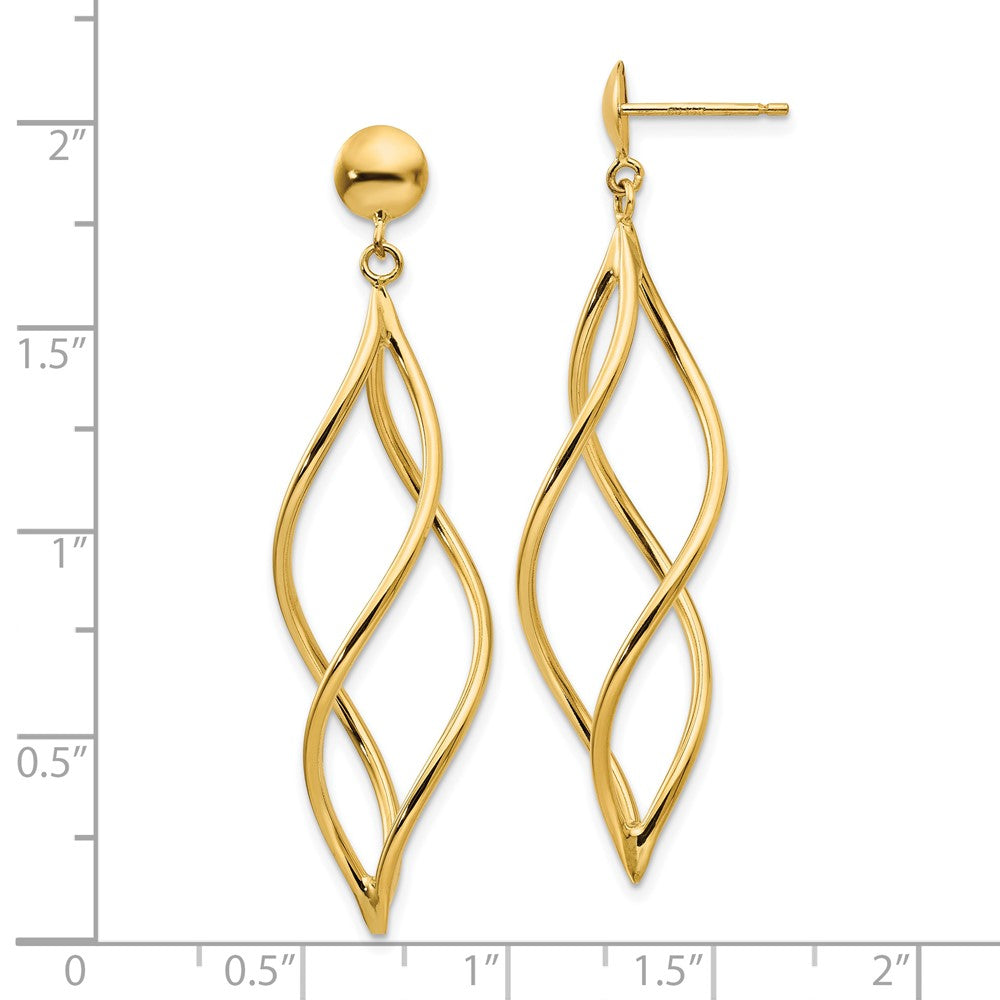 10k Curved Twisted Tube Dangle Post Earrings