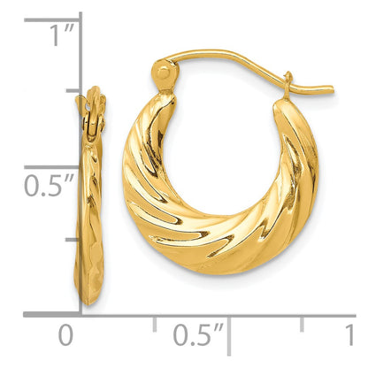 10k Fancy Small Hoop Earrings