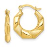 10k Scalloped Textured Hollow Hoop Earrings