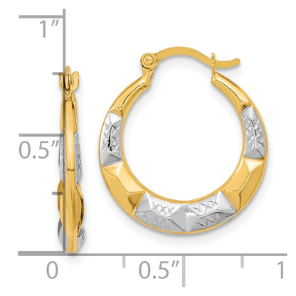 10K and Rhodium Hollow Hoop Earrings