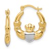 10K and White Rhodium Claddagh Hollow Hoop Earrings