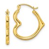 10K Hollow Side Heart Shape Hollow Hoop Earrings
