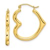 10K Hollow Side Heart Shape Hoop Earrings