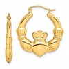 10k Polished Claddagh Hoop Earrings