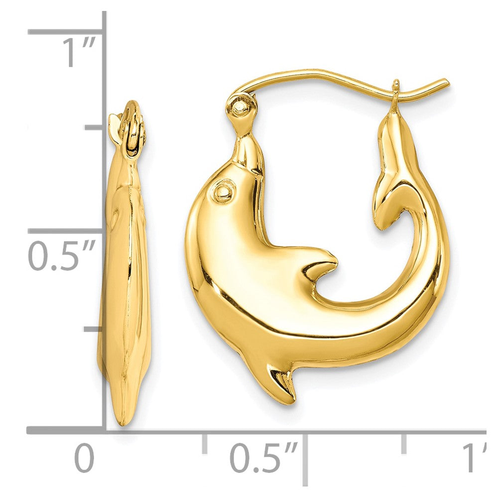 10k Polished Dolphin Hoop Earrings