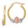 10k Tri-color Our Lady of Guadalupe Diamond-cut Hoop Earrings