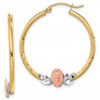 10k Tri-color Our Lady of Guadalupe Diamond-cut Hoop Earrings