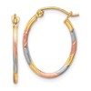10k & White and Rose Rhodium Diamond Cut Hoop Earrings