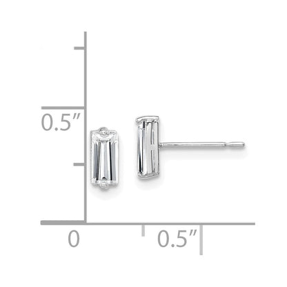 10K White Gold Polished Baguette CZ Stud Earrings