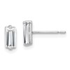10K White Gold Polished Baguette CZ Stud Earrings