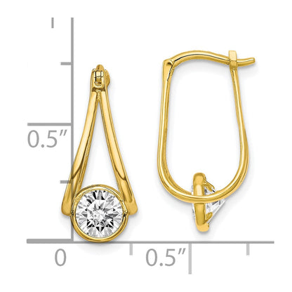 10K Polished CZ Dangle Hoop Earrings