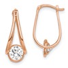 10K Rose Gold Polished CZ Dangle Hoop Earrings
