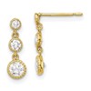 10K Graduated CZ 3-Stone Dangle Post Earrings