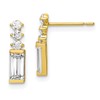 10K Polished Baguette CZ Post Earrings