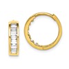10K Baguette CZ Round Hinged Hoop Earrings