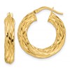 10ky Polished Woven Texture 4.75mm Round Hoop Earrings