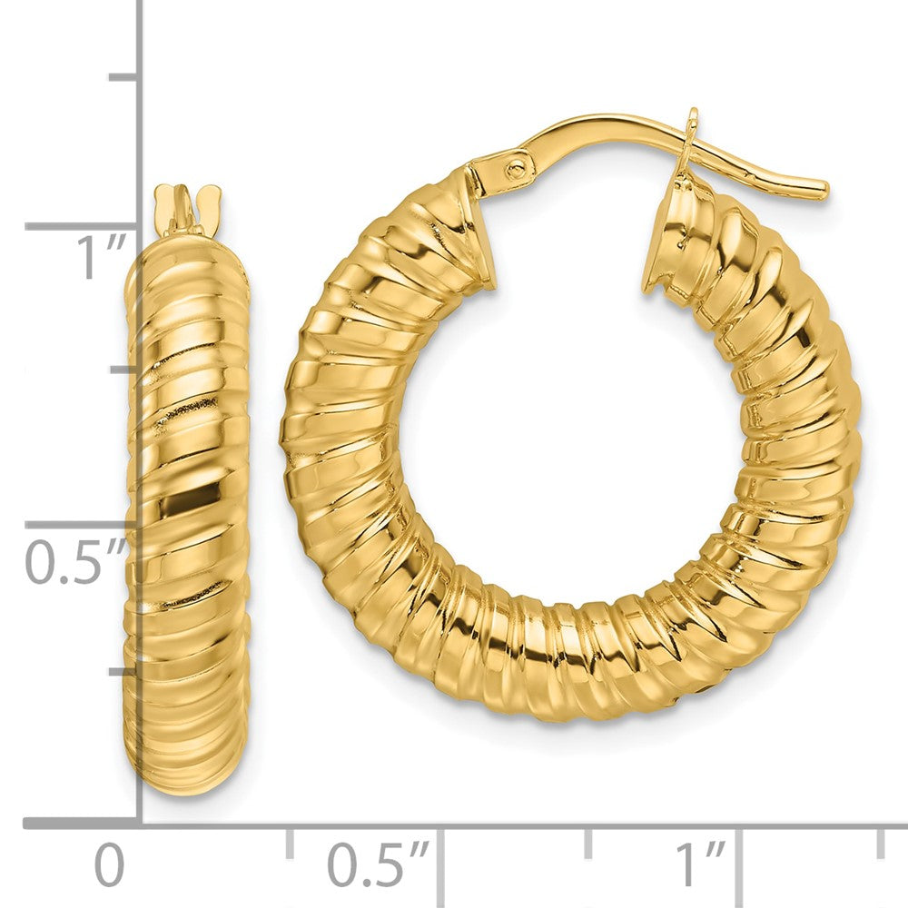10ky Polished 5mm Hollow Spiral Round Hoop Earrings