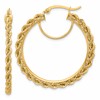10k Polished and D/C Rope 2.95mm Hoop Earrings