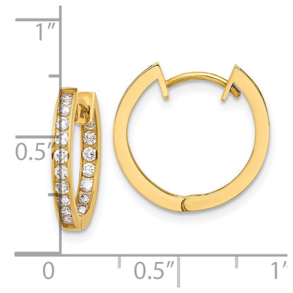 10K Polished 2.2mm CZ Hinged In/Out Hoop Earrings