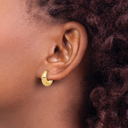 10K Polished Hinged Huggie Hoop Earrings