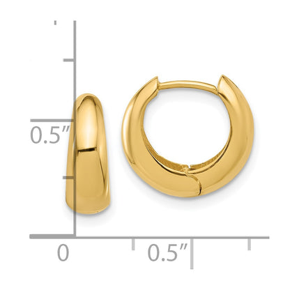 10K Polished Hinged Huggie Hoop Earrings