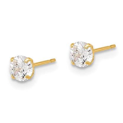 10K Polished 4mm Round CZ Stud Post Earrings