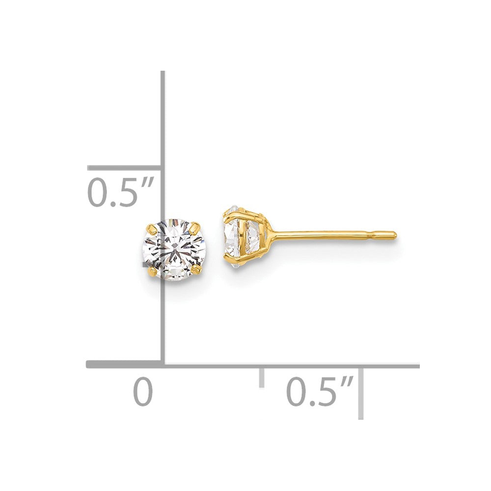 10K Polished 4mm Round CZ Stud Post Earrings
