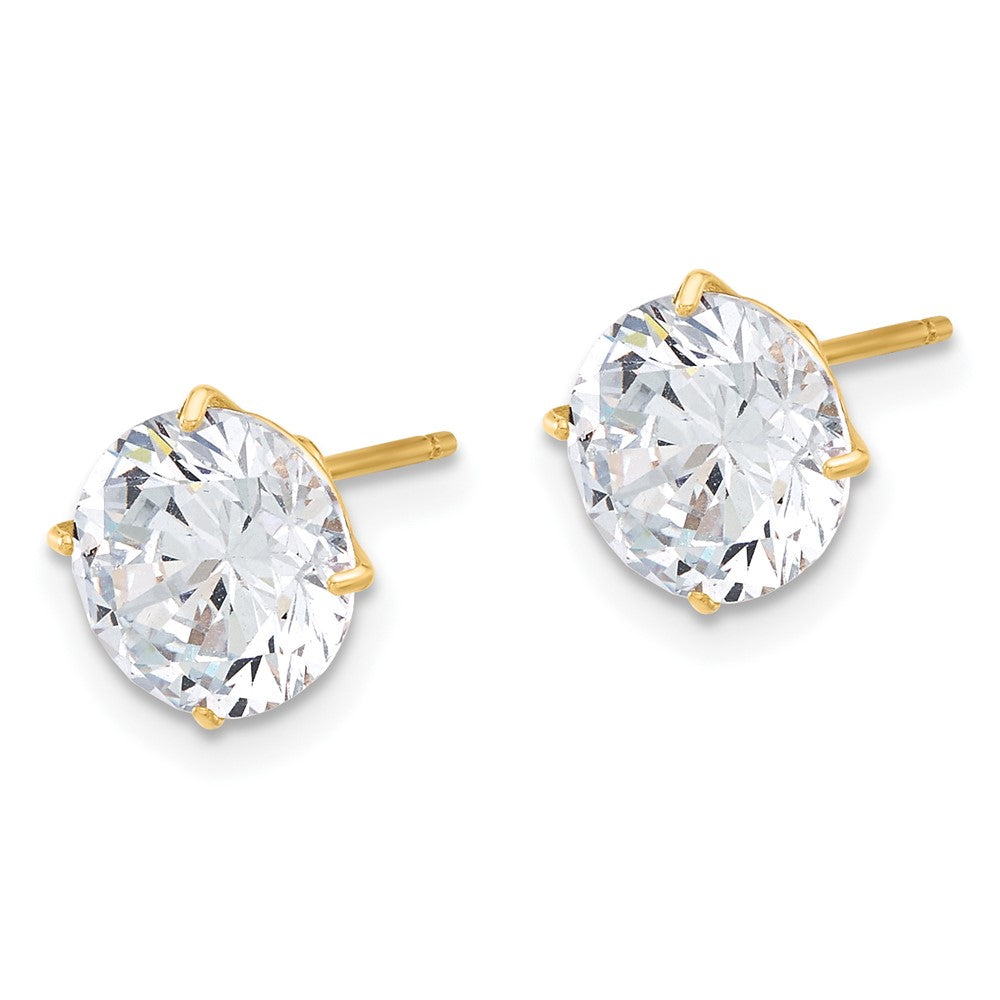 10K Polished 8mm Round CZ Stud Post Earrings