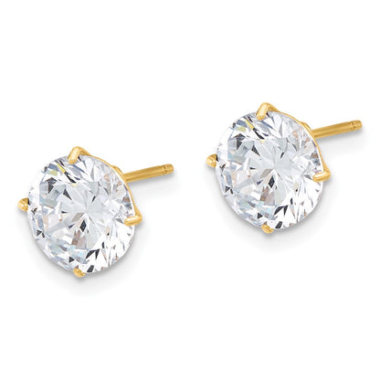 10K Polished 8mm Round CZ Stud Post Earrings