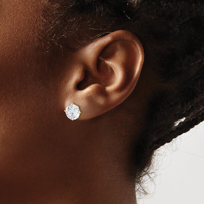 10K Polished 8mm Round CZ Stud Post Earrings