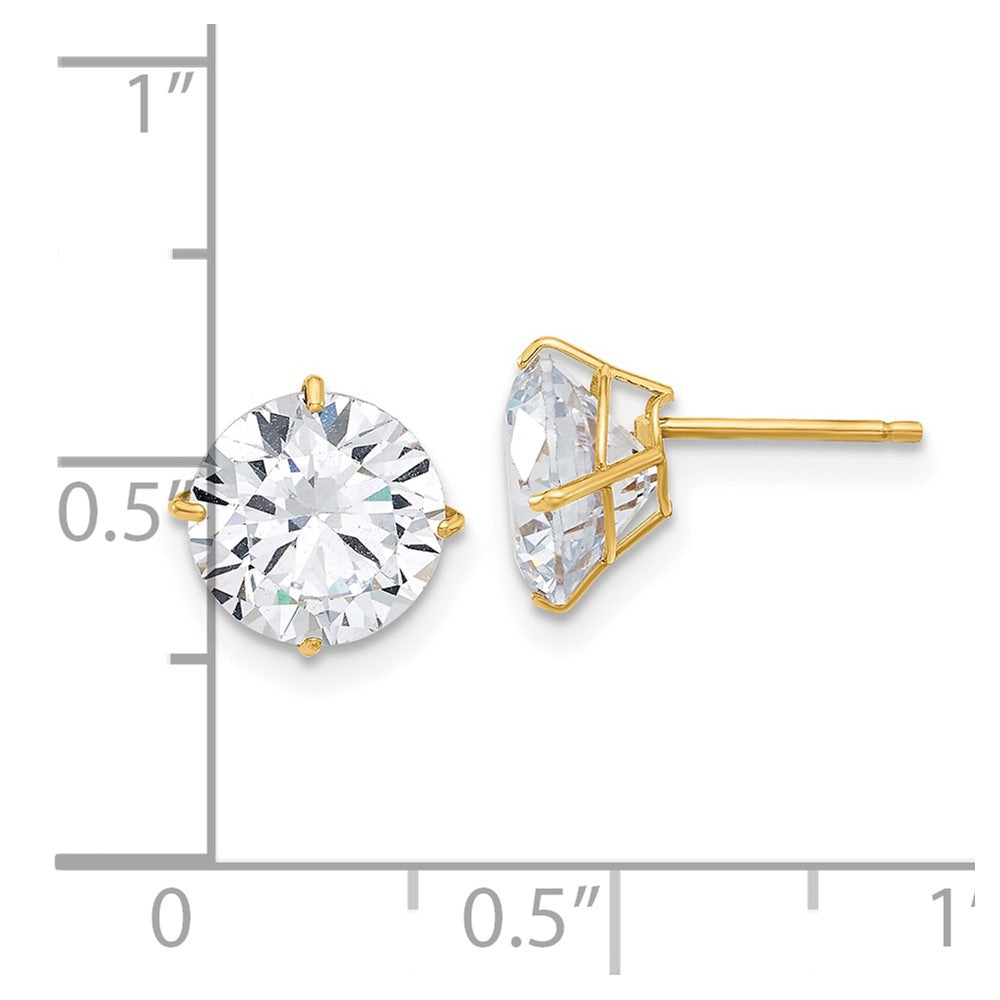 10K Polished 8mm Round CZ Stud Post Earrings