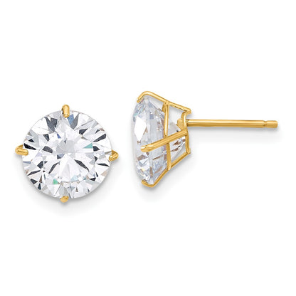 10K Polished 8mm Round CZ Stud Post Earrings