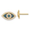 10K Polished Blue and Clear CZ Evil Eye Post Earrings