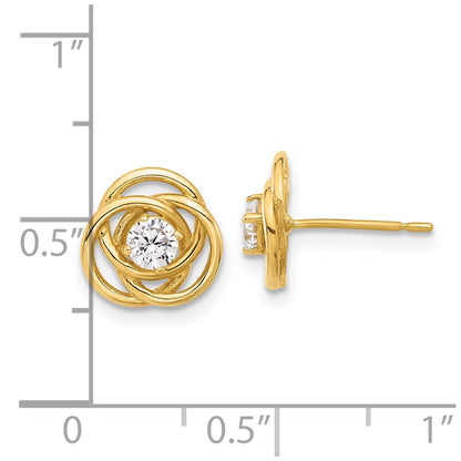 10K Polished Love Knot CZ Post Earrings