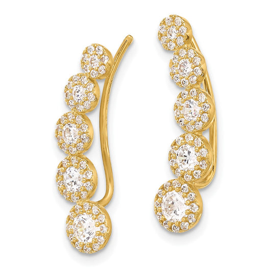 10K Polished 5-Stone Graduated CZ Ear Climbers